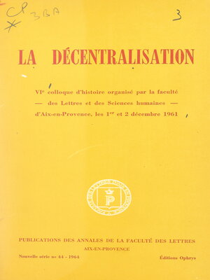 cover image of La décentralisation